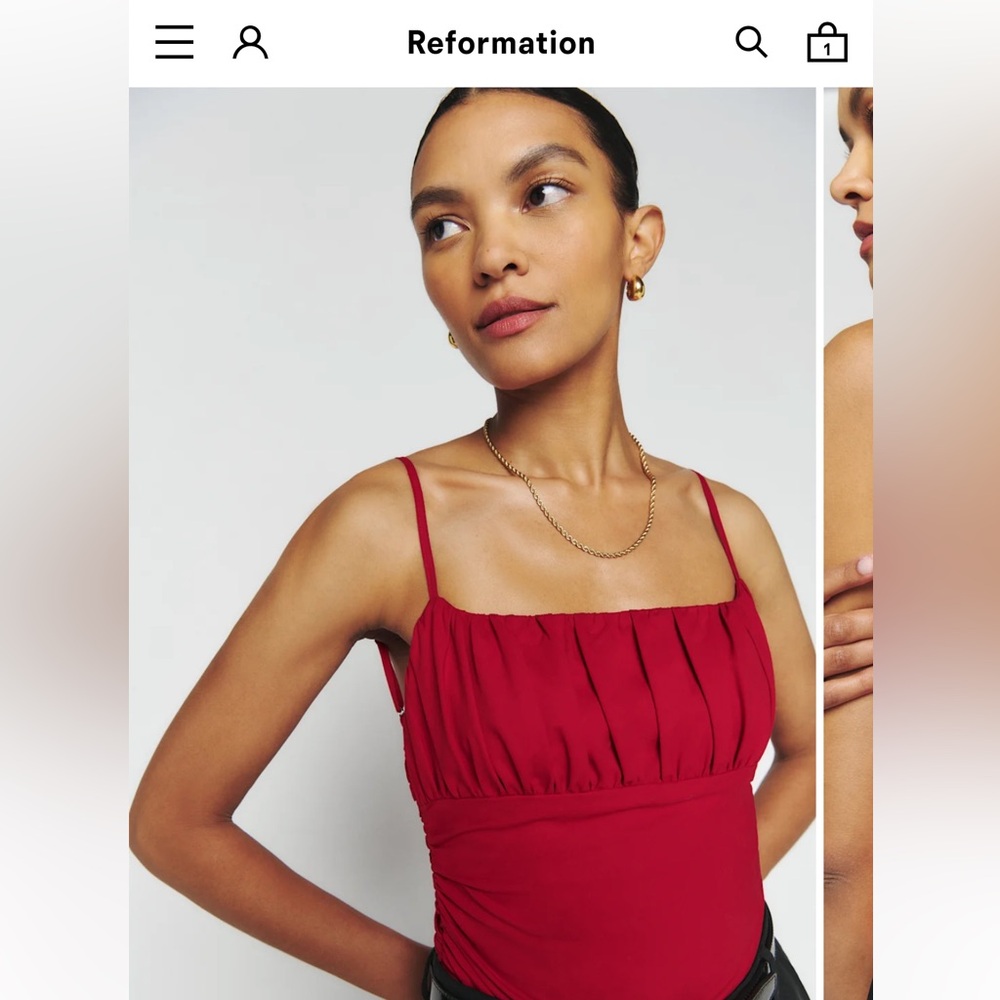 Reformation Red Pleated Top